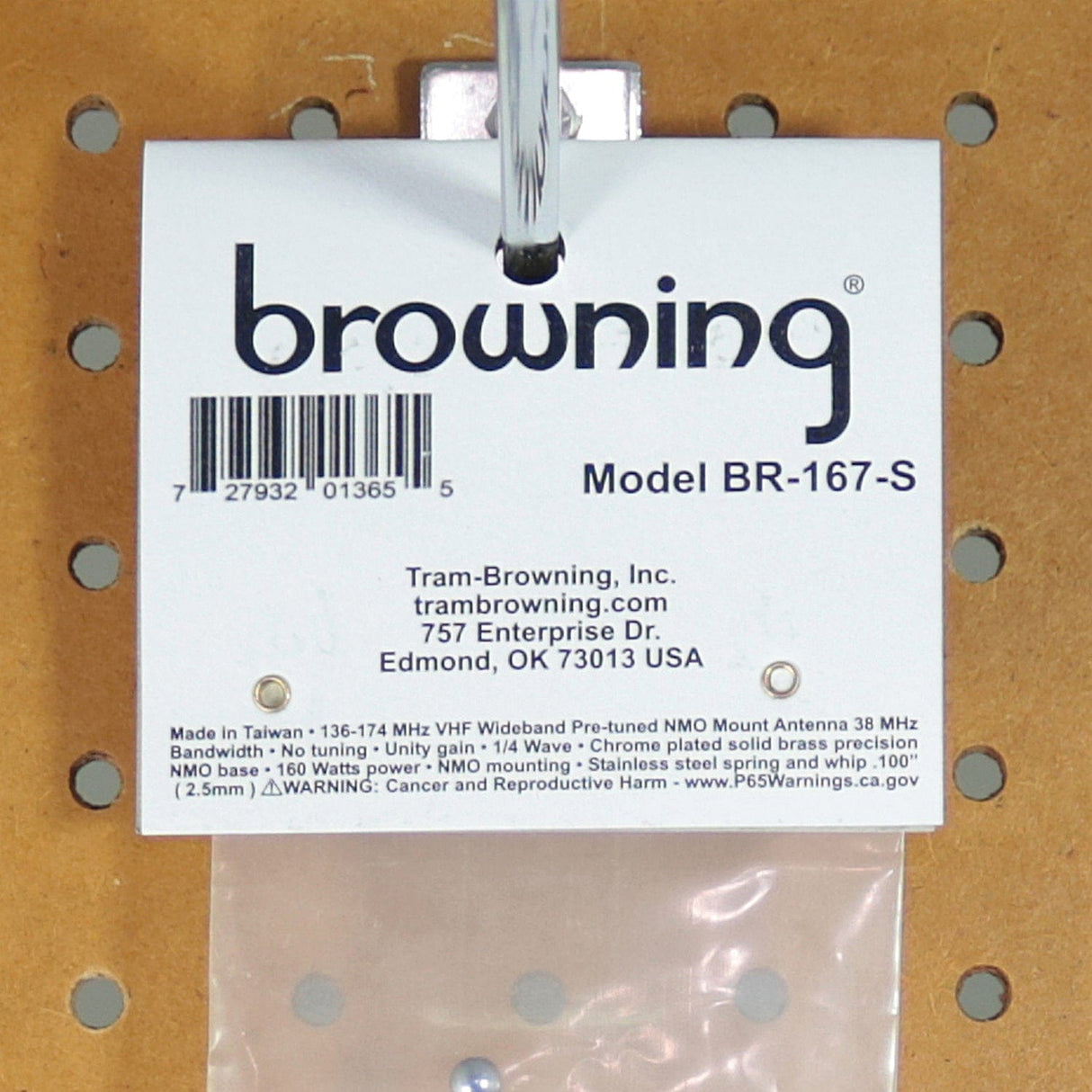 Browning 160-Watt Wide-Band 136 MHz to 174 MHz Unity-Gain Antenna with NMO Mounting, Stainless Steel