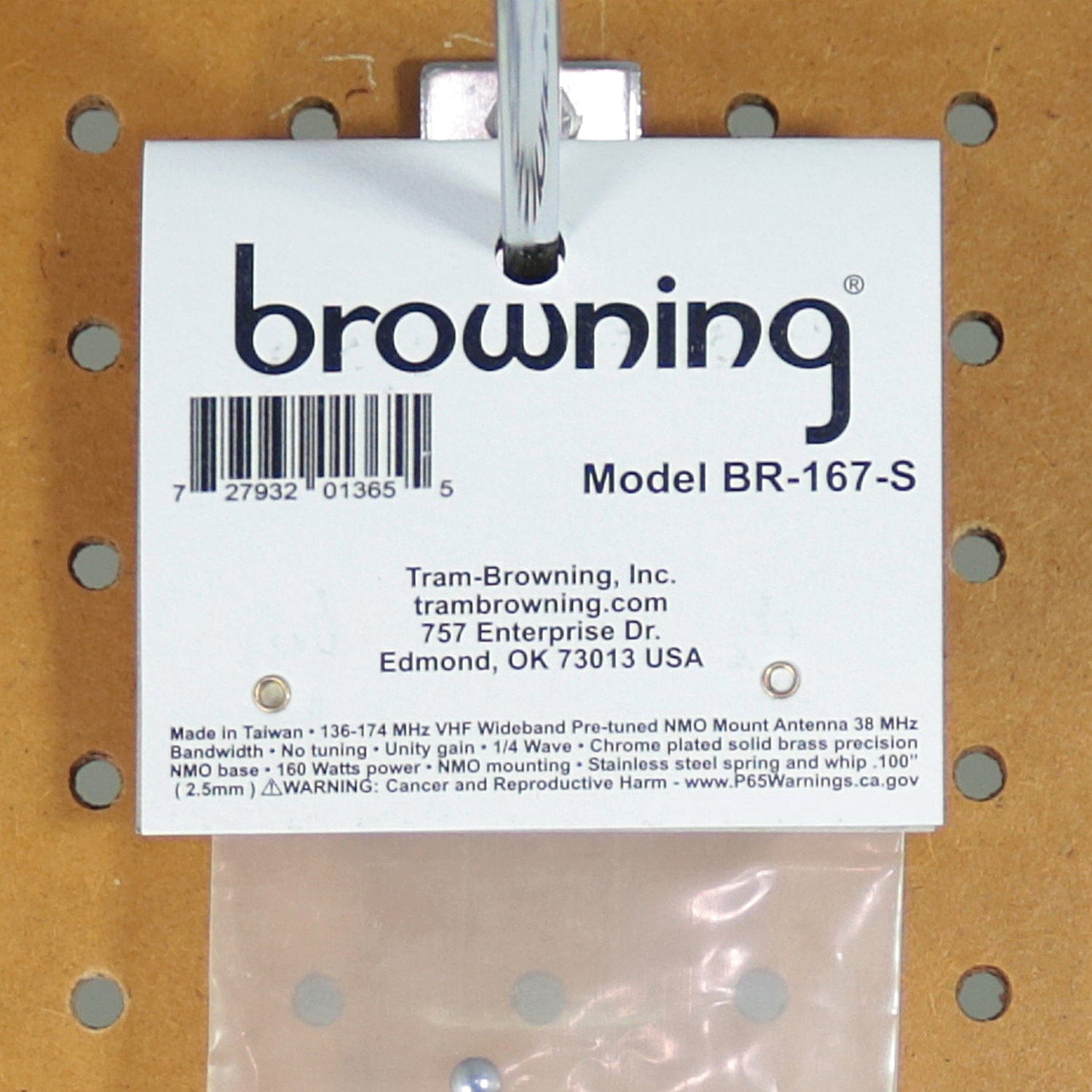 Browning 160-Watt Wide-Band 136 MHz to 174 MHz Unity-Gain Antenna with NMO Mounting, Stainless Steel