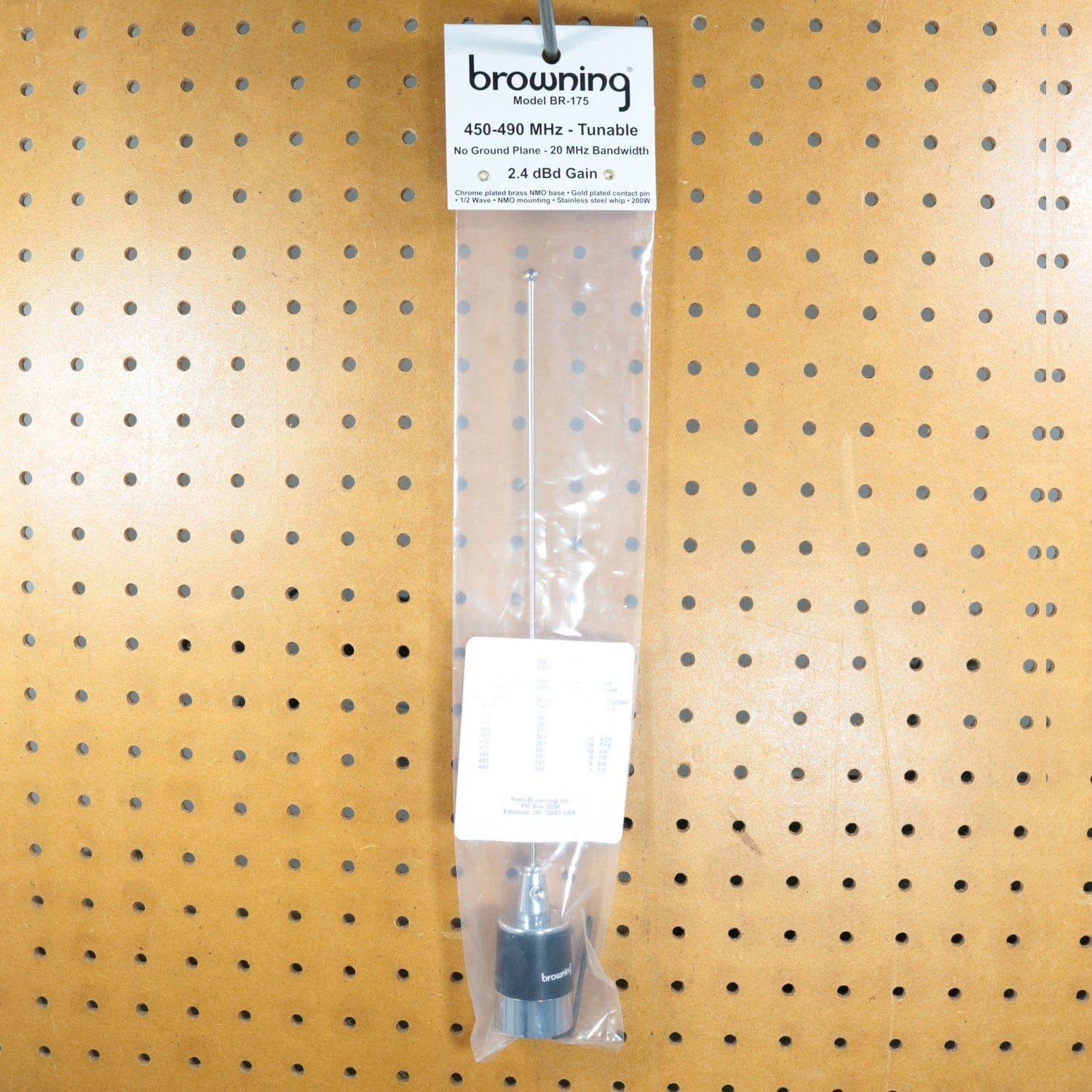 Browning 450 MHz to 490 MHz No Ground Plane UHF 2.4-dBd Gain 13-In. Tall Tunable NMO Antenna, 20-MHz Bandwidth, BR-175