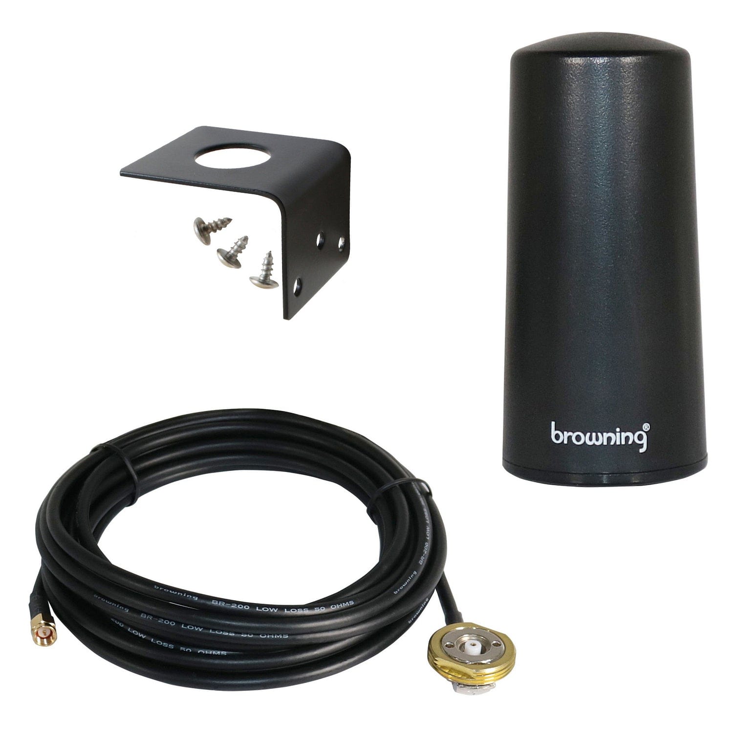 Browning 5G/4G/3G/LTE/Wi-Fi/Cellular 4-dBi Gain 806 MHz to 2500 MHz Tri-Band Antenna Hole-Mount Kit with 17-Ft. Low-Loss Cable and SMA Connector