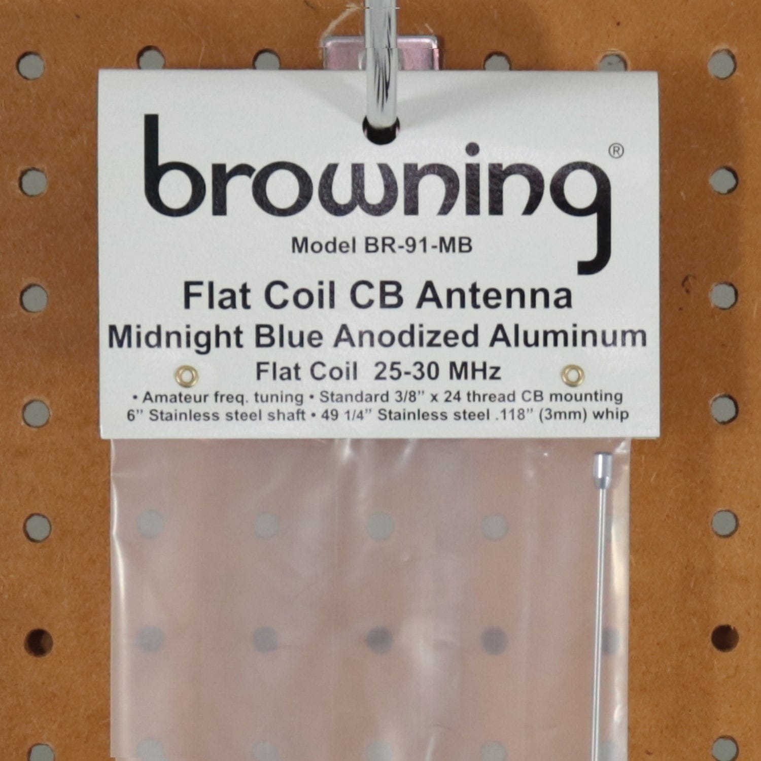 Browning 63-In. 15000-Watt Flat-Coil CB Antenna with 6-In. Shaft, BR-91, Midnight Blue