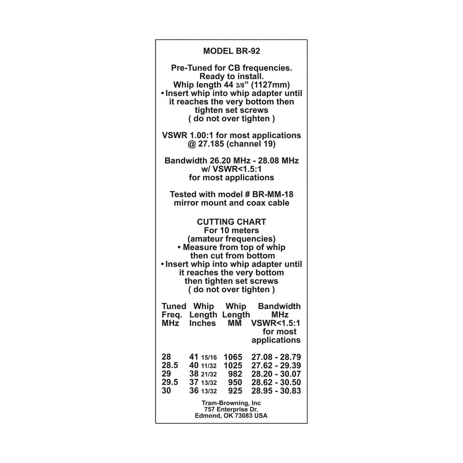 Browning 68-In. 15000-Watt Flat-Coil CB Antenna with 16-In. Shaft, BR-92-BL