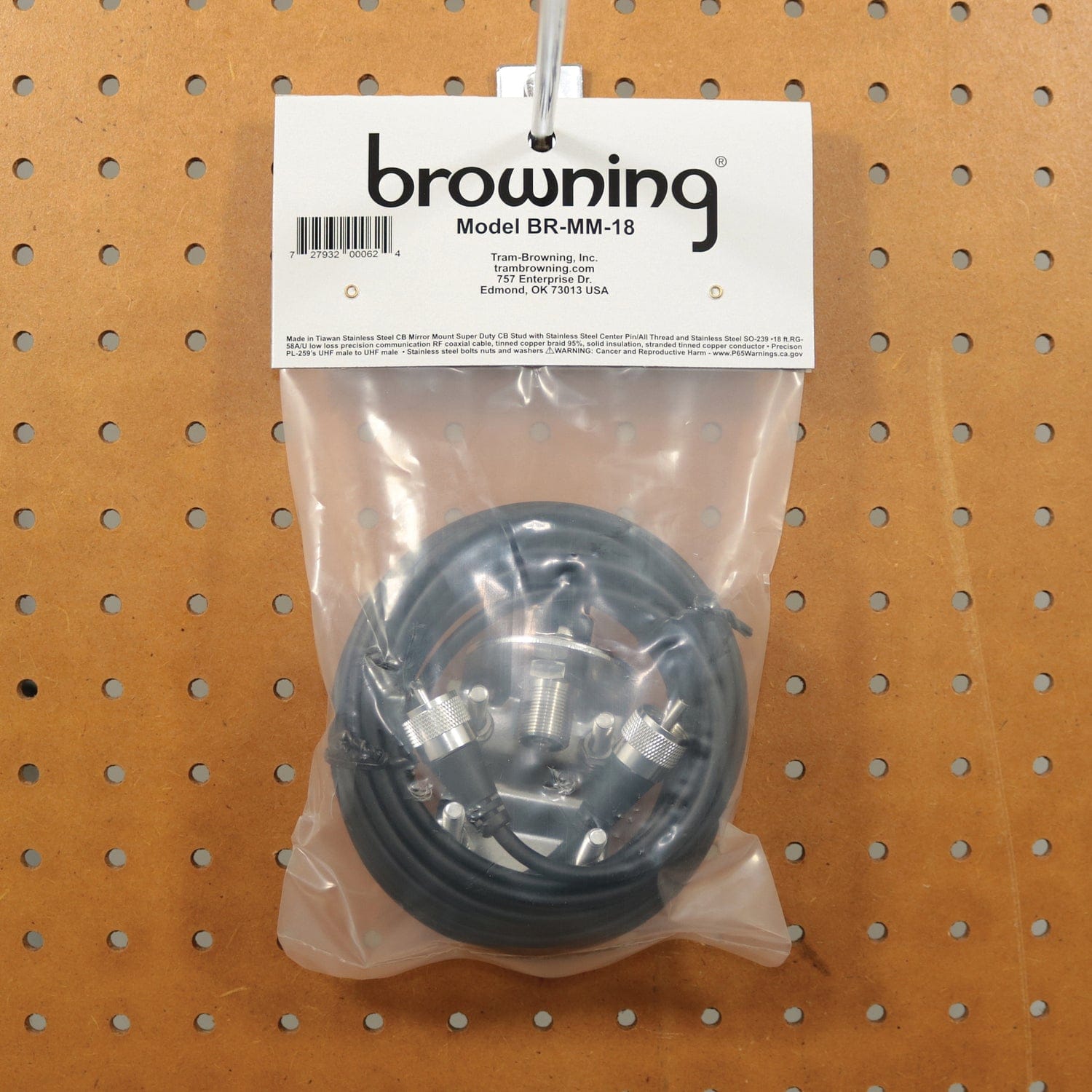Browning Mirror-Mount Kit for CB Antenna with 18-Ft. Coaxial Cable and Preinstalled UHF PL-259 Connectors, BR-MM-18