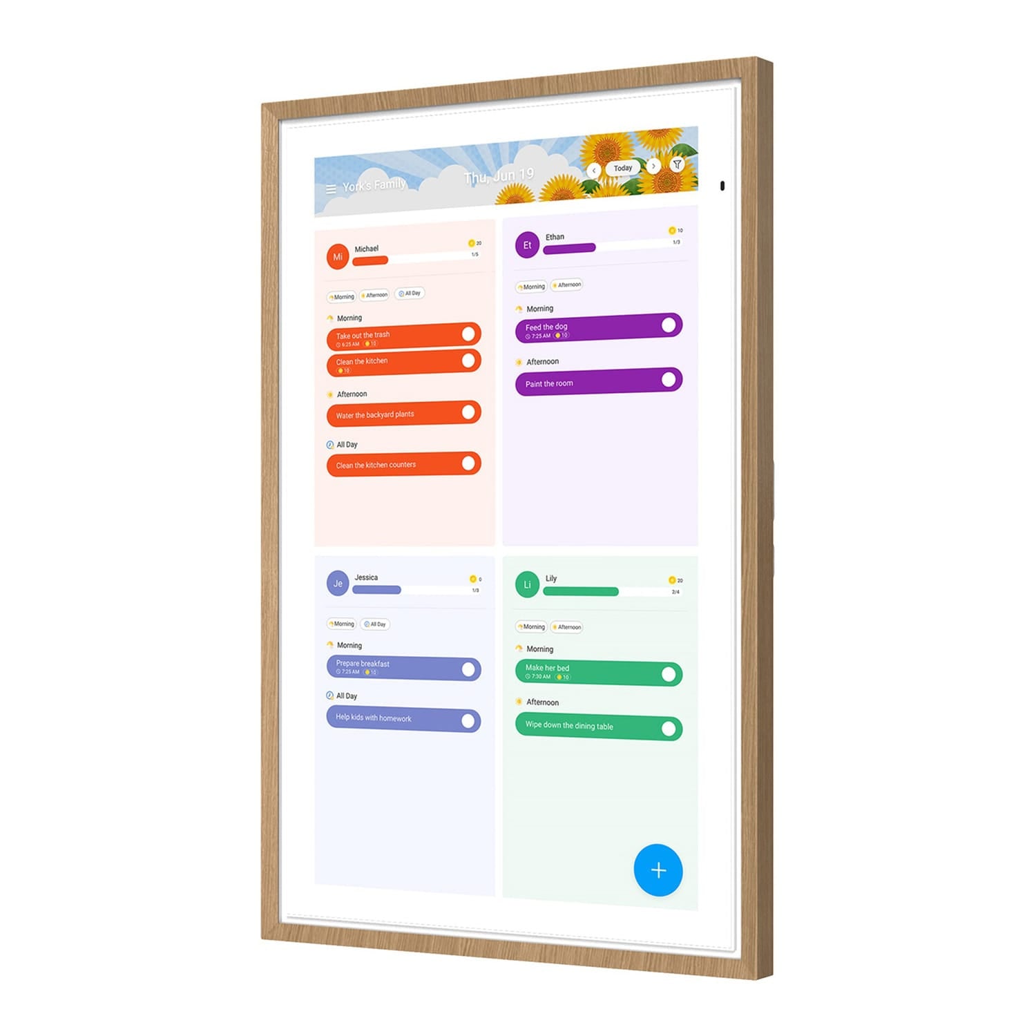 Apolosign 15.6-In. Dual-Mode Digital Calendar, Wall Planner, and Smart Family Organizer, Teak Yellow