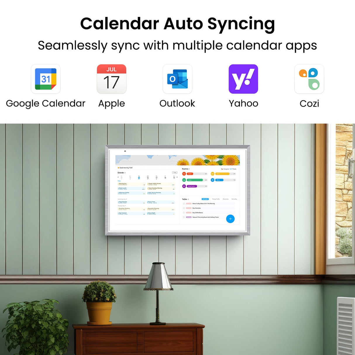 Apolosign 21.5-In. Dual-Mode Digital Calendar, Wall Planner, and Smart Family Organizer, Spruce Gray