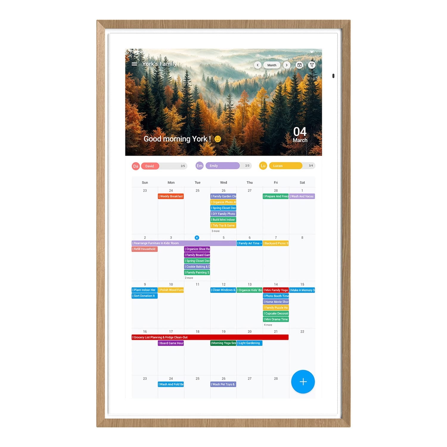 Apolosign 21.5-In. Dual-Mode Digital Calendar, Wall Planner, and Smart Family Organizer, Teak Yellow