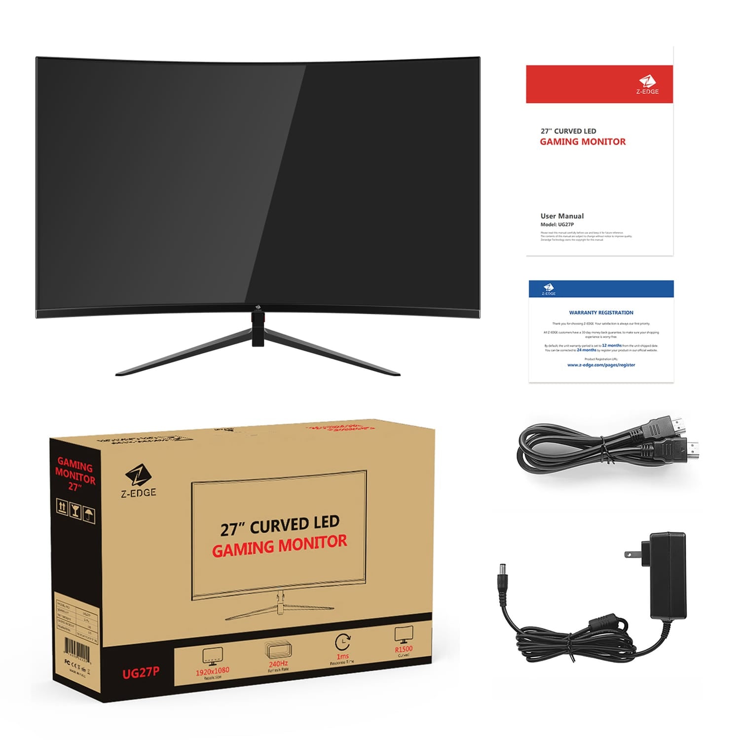 Z-Edge 27-In. 1080p 240-Hz Curved Gaming Monitor