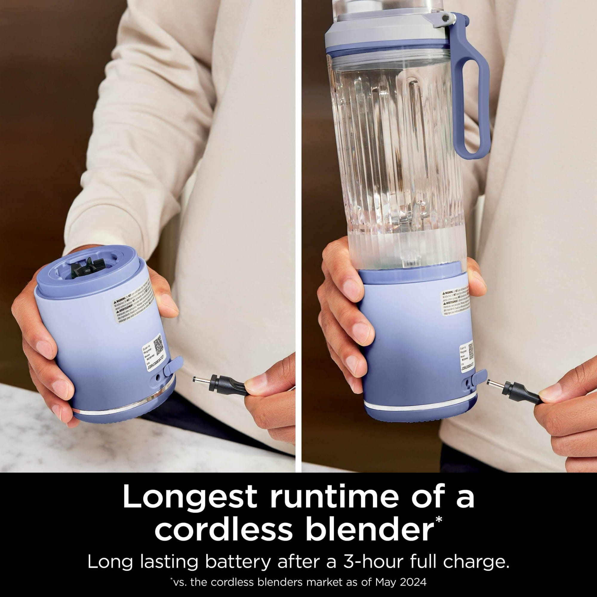 Ninja Blast Max Personal Cordless Blender for Smoothies, Frozen Drinks, Ice Crush, 20 oz. Twist & Go Vessel, Lavender - Certified Refurbished