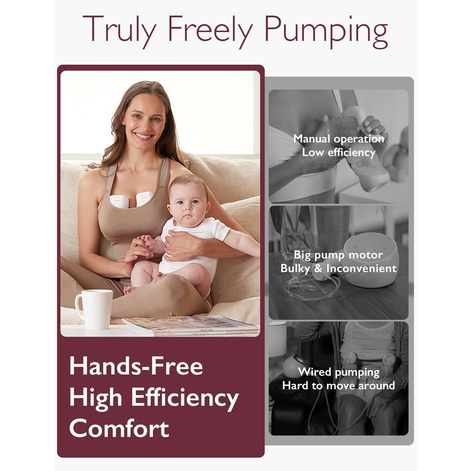 Momcozy S12 Pro Wearable Hands-Free Breast Pump, Soft DoubleFit Flange, 3 Modes, 9 Levels Double Electric Pump, White