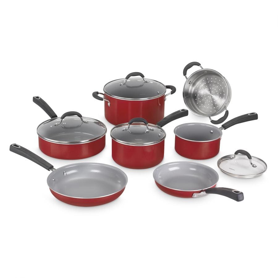 Cuisinart 11 Piece Set Ceramica XT Nonstick Cookware, Red