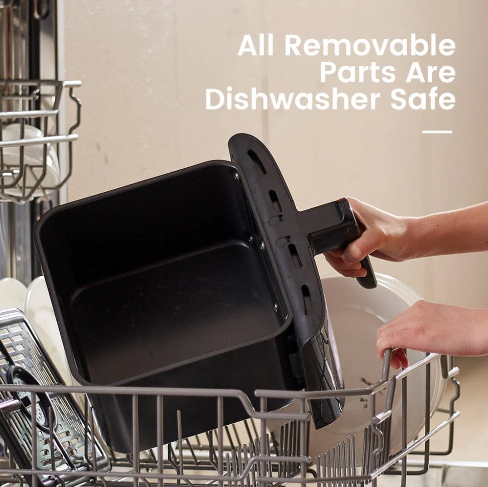 Kyvol Healthy Oilless Cooker Large XL with Ceramic Coated Basket, 6 Quart, 60 Recipes Halogen Heating Air Fryer, Black