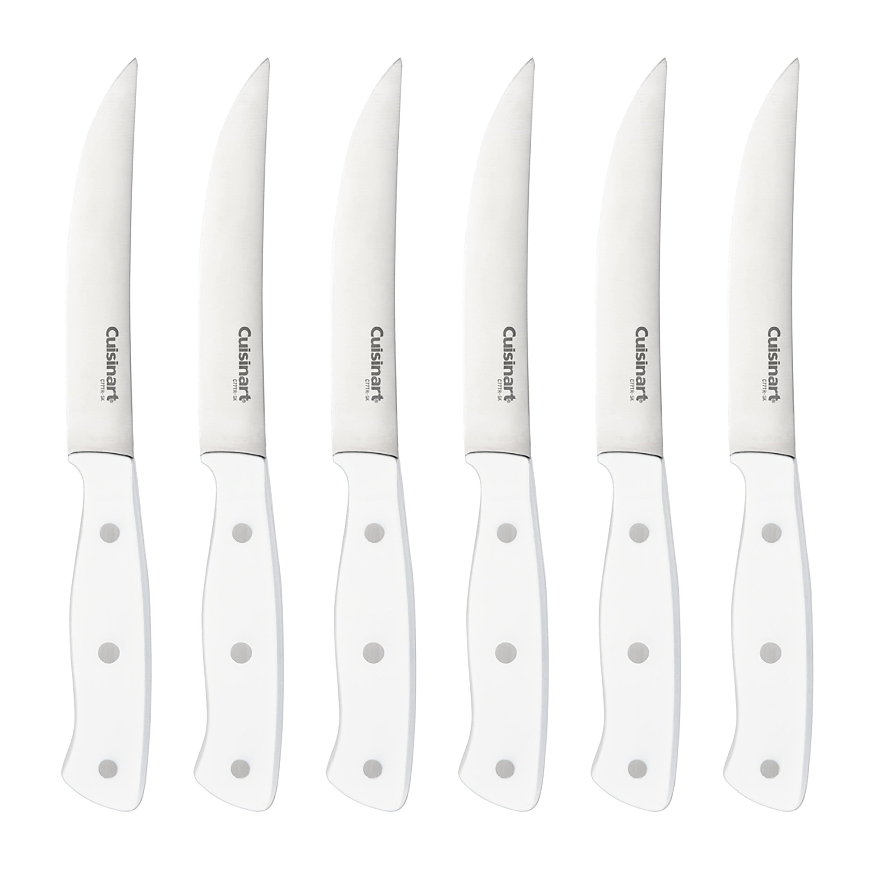 Cuisinart 6pc White Triple Rivet Steak Knife Set, White