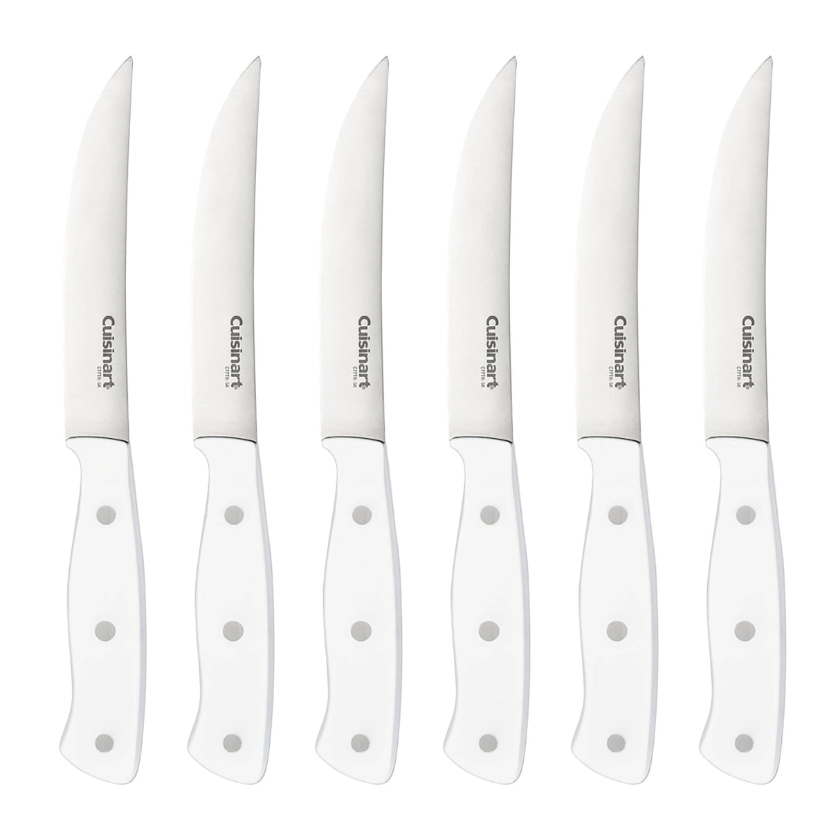 Cuisinart 6pc White Triple Rivet Steak Knife Set, White