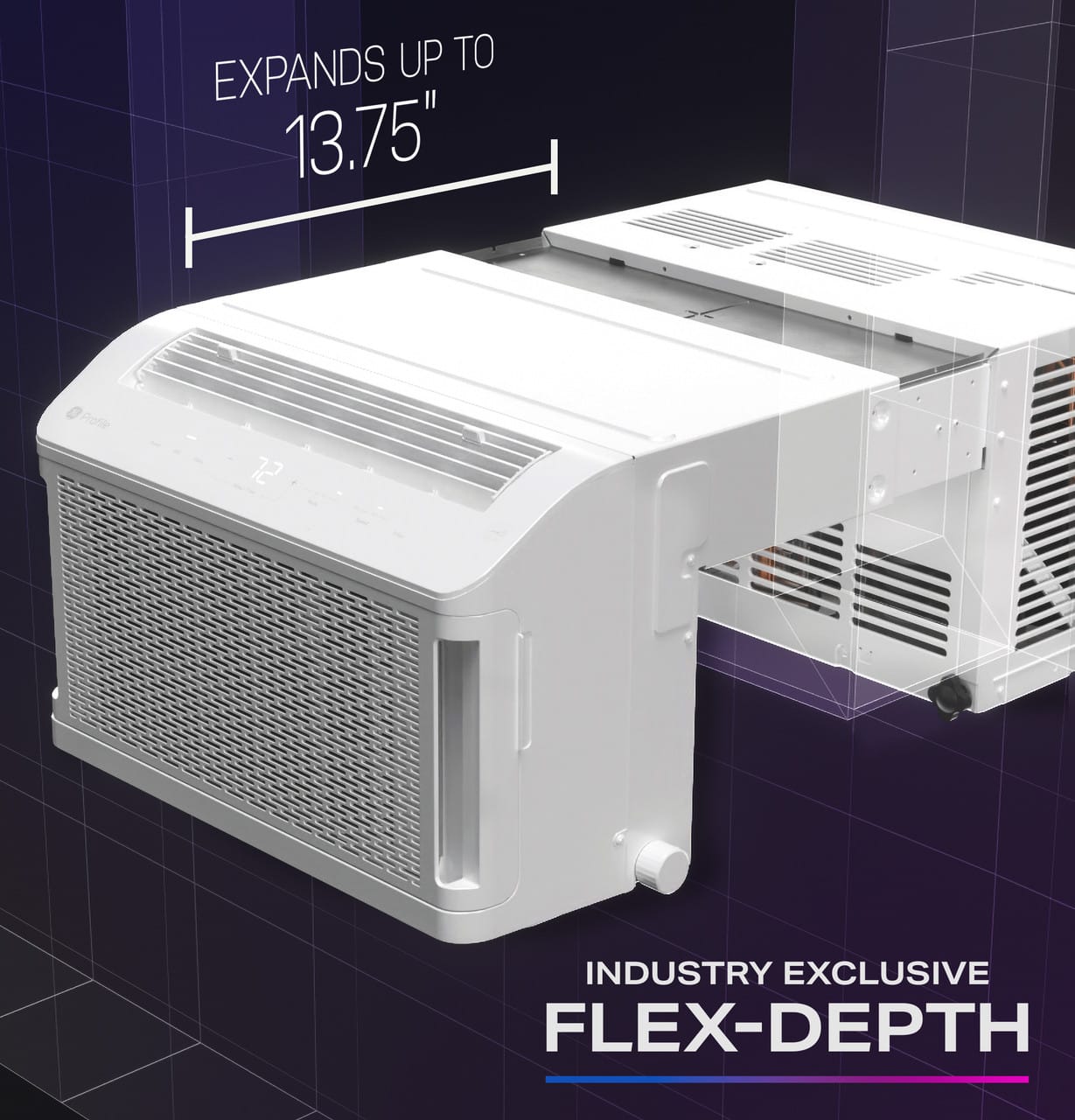 GE Profile ClearView 6100 BTU Window Air Conditioner Unit, U-Shaped Adjustable Depth, Up to 250 sq ft., White - Certified Refurbished