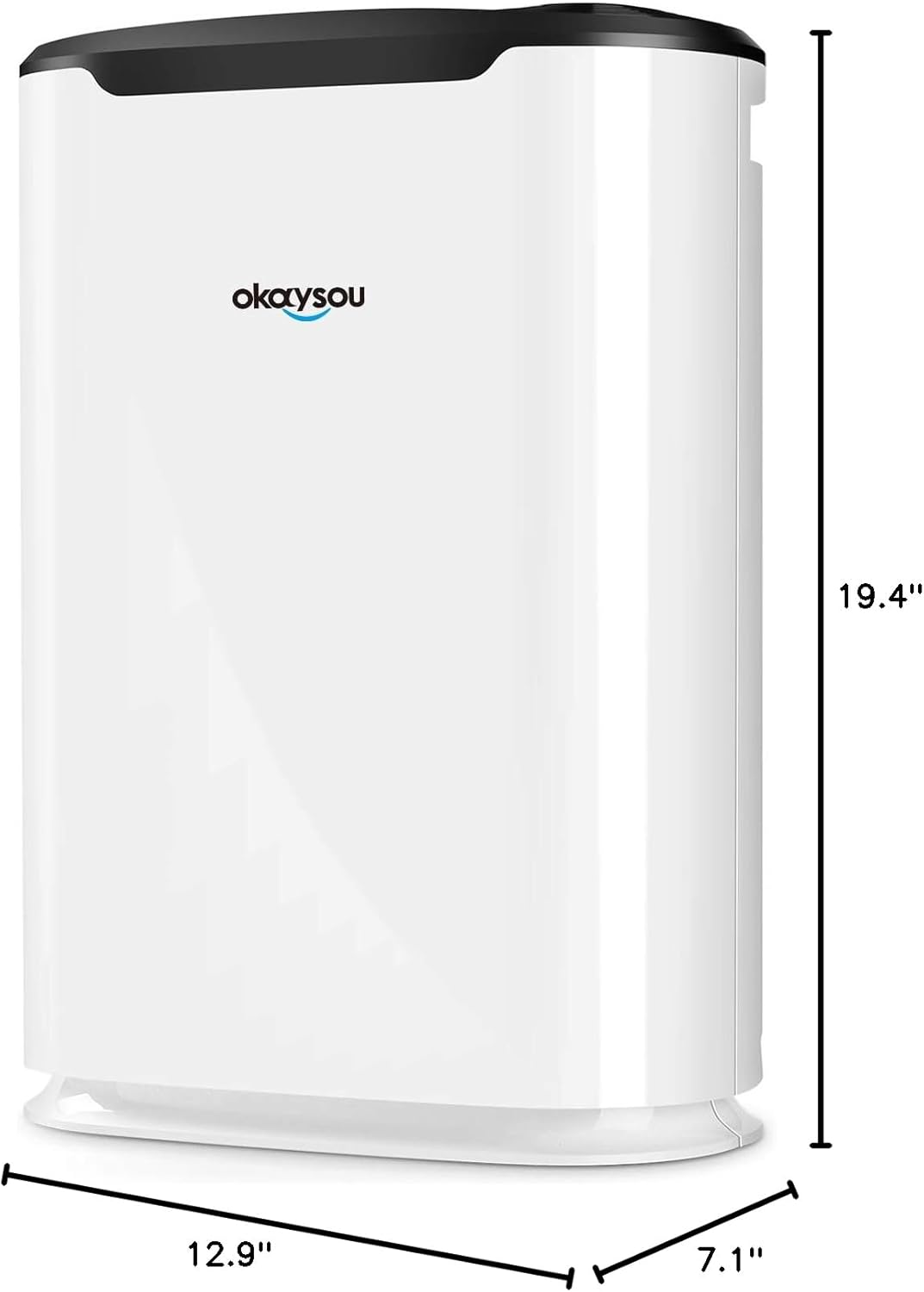 Okaysou AirMax8L 5-in-1 True HEPA Double Filtration System Large Room Air Purifier, White