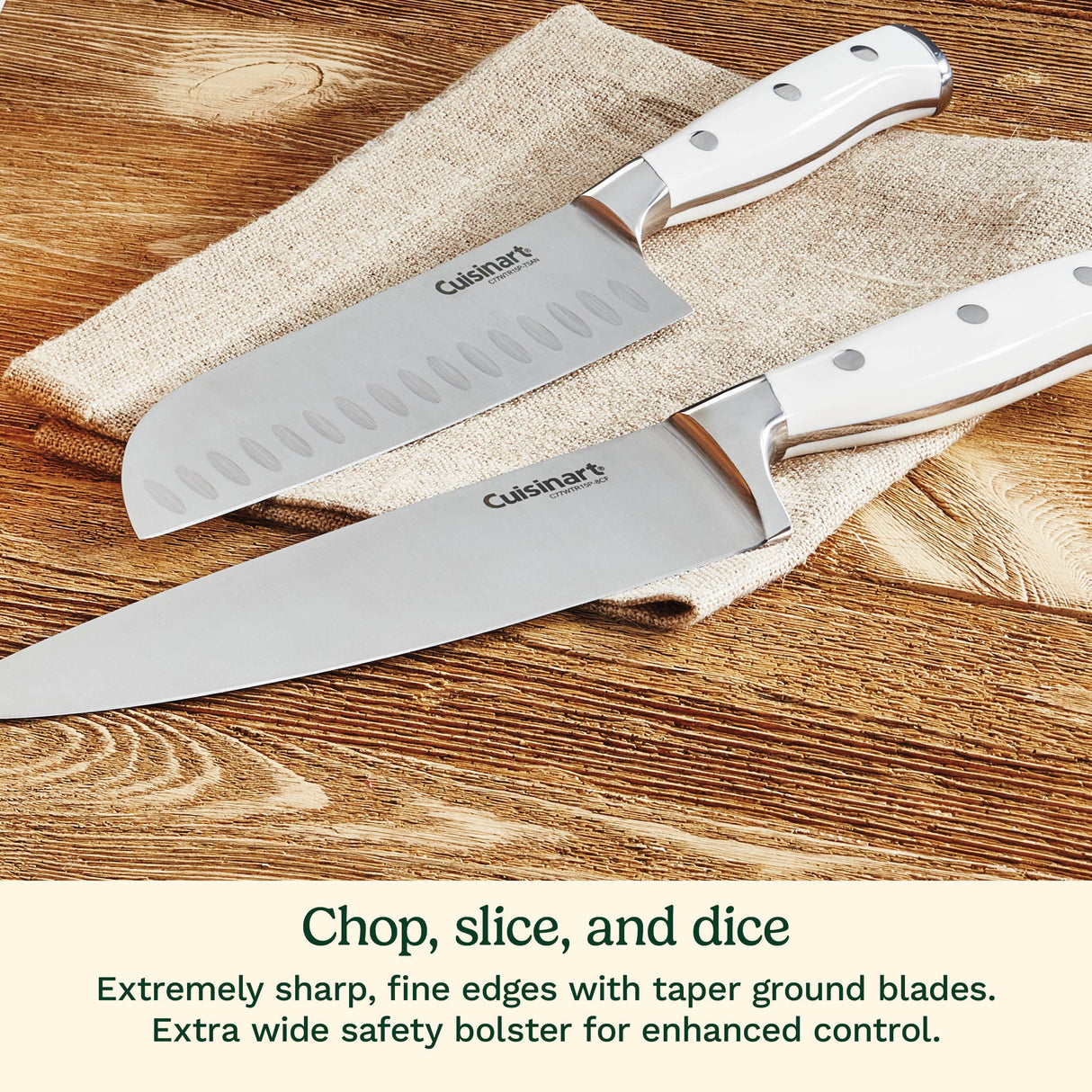 Cuisinart Triple Rivet 15 Piece Knife Block Set, White