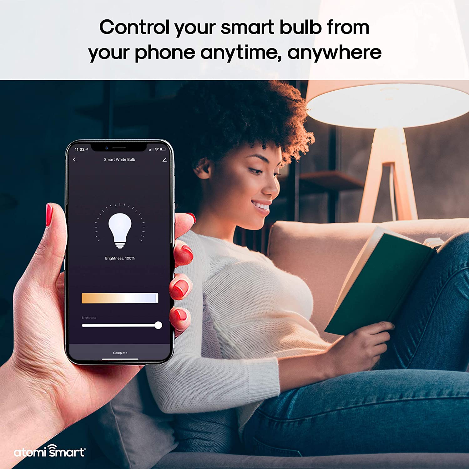 Atomi AT-1291 Smart WiFi LED Bulb with Dimmable and Tunable White Light 2700K-6000K, White