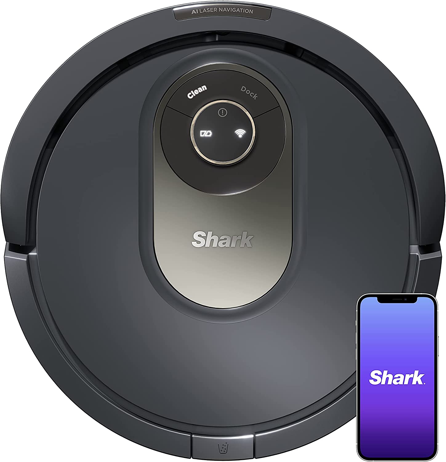 Shark AV2001 LIDAR Navigation, Self-Cleaning Brushroll, Home Mapping, Perfect for Pet Hair, Works with Alexa, Wi-Fi Connected AI Robot Vacuum, Gray