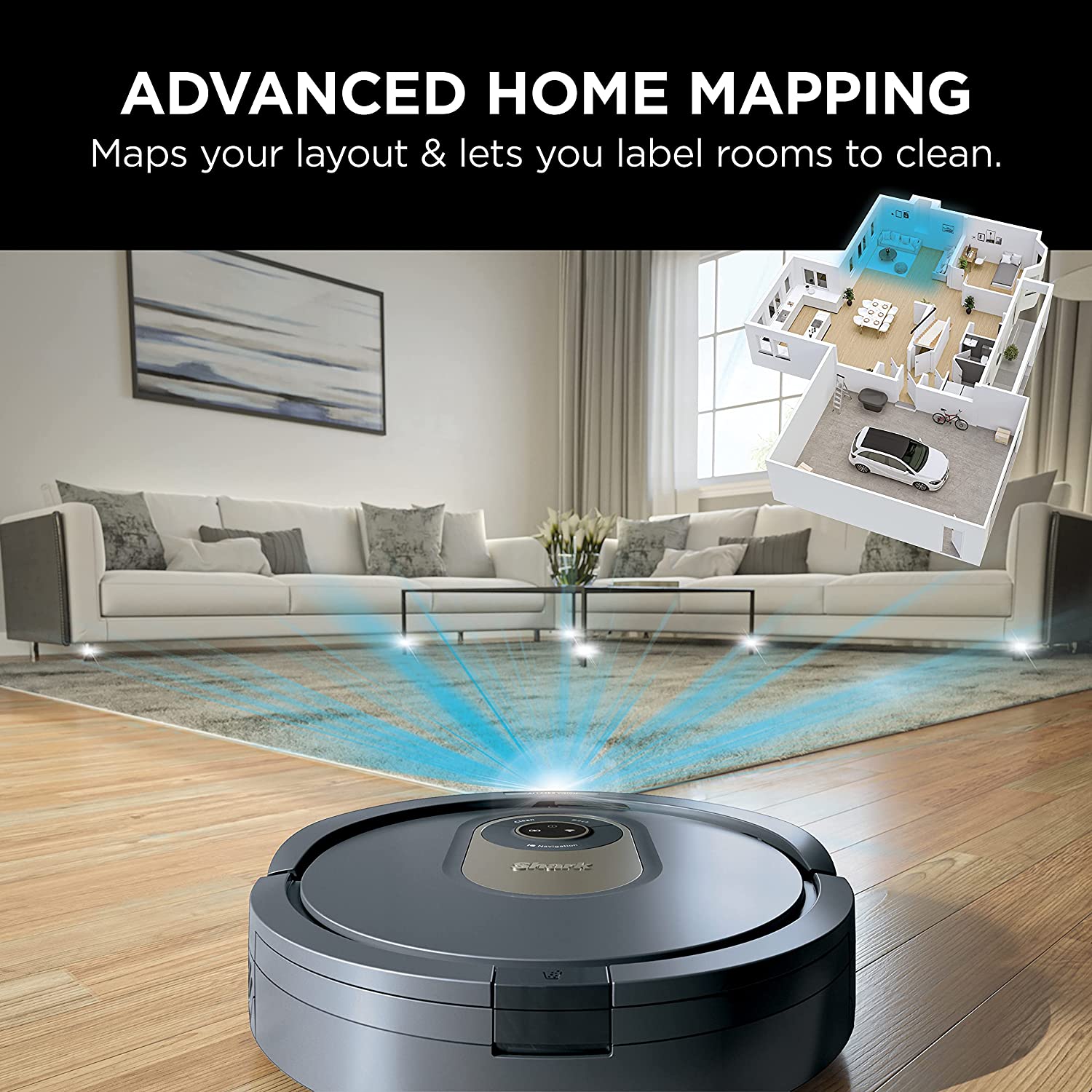 Shark LIDAR Navigation, Self-Cleaning Brushroll, Home Mapping, Perfect for Pet Hair, Works with Alexa, Wi-Fi Connected AI Robot Vacuum, Gray