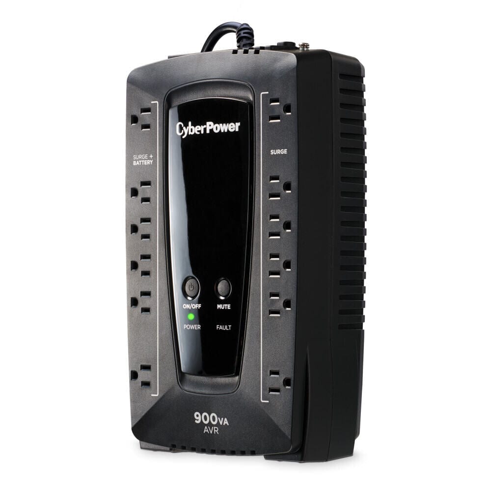 CyberPower AVR UPS System, 900VA/480W, 12 Outlets, Compact, Black - Certified Refurbished
