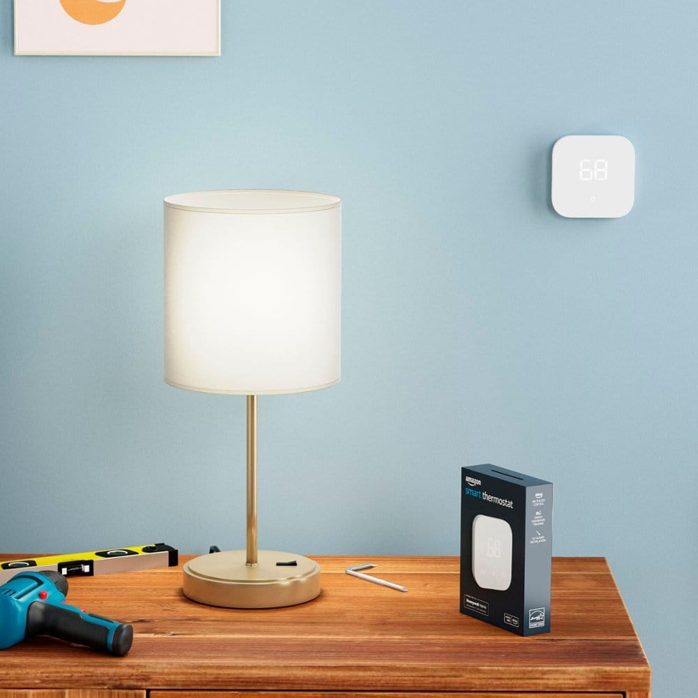 Amazon Smart Programmable Thermostat without C-Wire Adapter, White