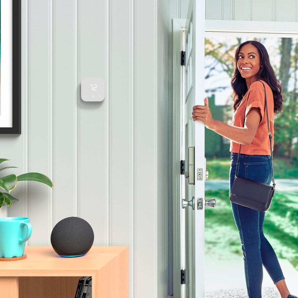 Amazon Smart Programmable Thermostat without C-Wire Adapter, White