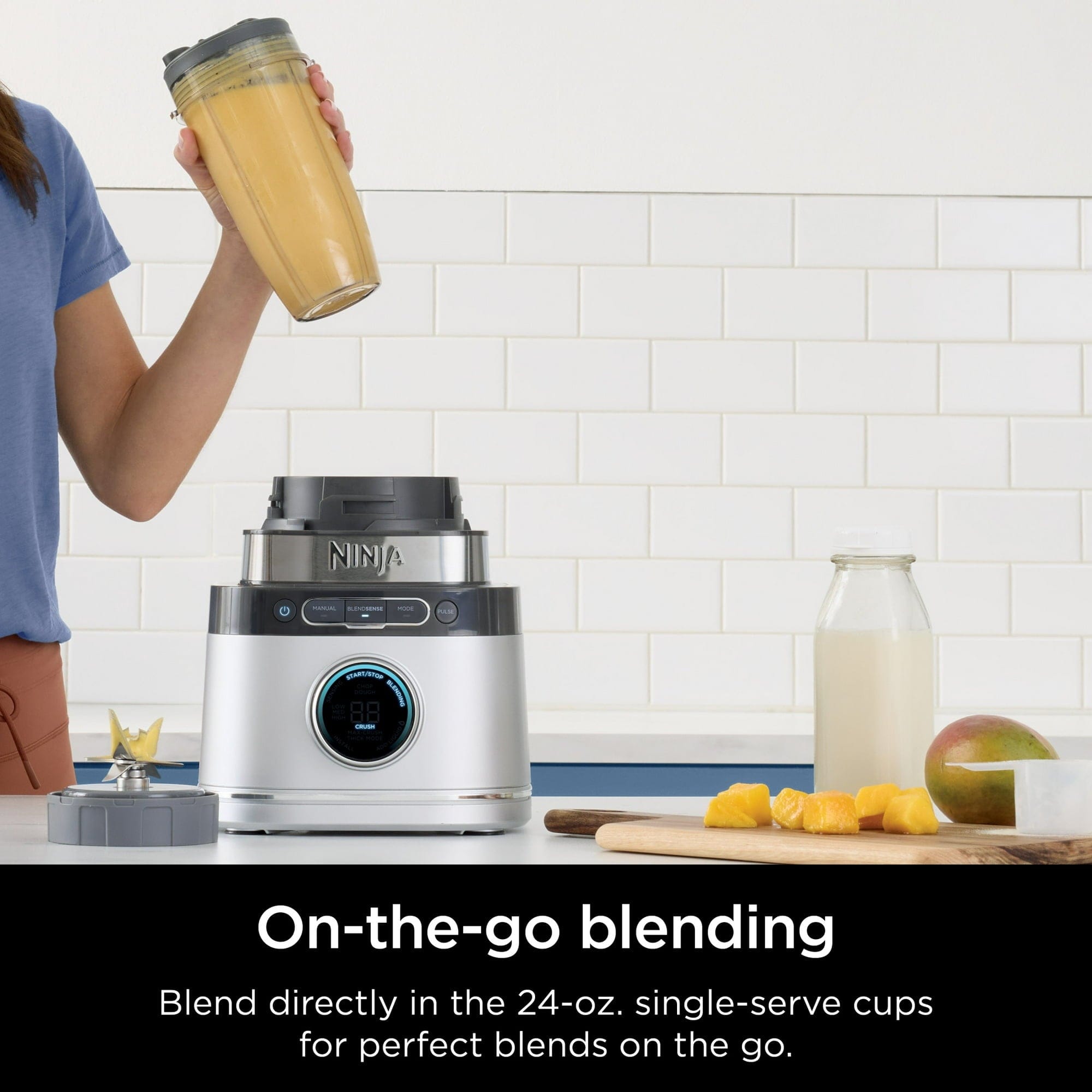 Ninja Detect Kitchen System 72-Oz Blender, 3 Speeds, Blend, Crush, Chop, Smoothies, BlendSense Technology, Silver - Certified Refurbished