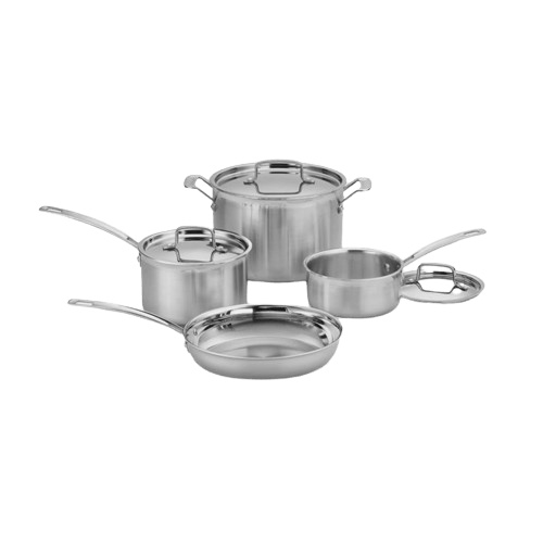 Cuisinart MultiClad Pro Triple Ply Stainless Cookware 7 Piece Set, Silver