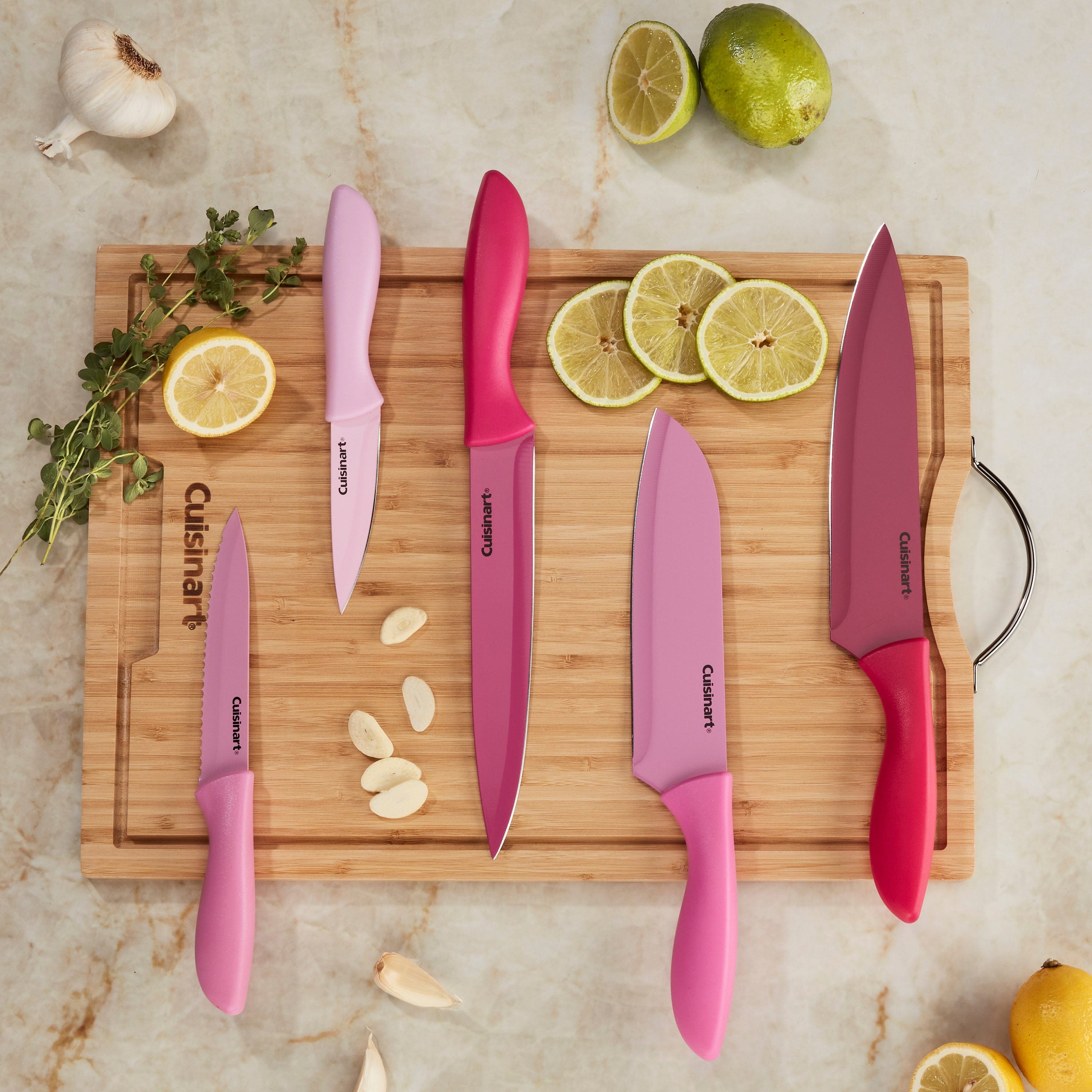 Cuisinart Advantage 10pc Ceramic Coated Knife Set, Pink