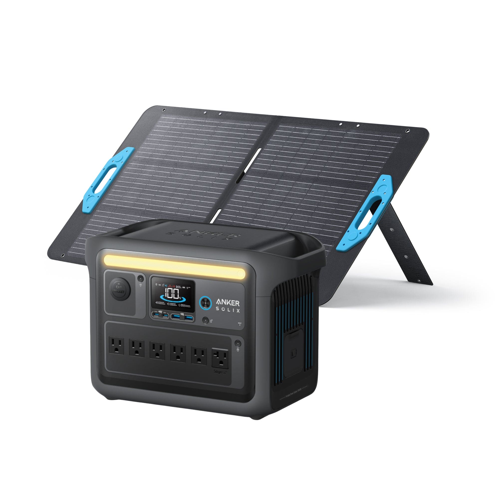 Anker SOLIX C1000X Solar Generator (1056Wh, 1000W) + 100W Solar Panel, Ultra-Fast Recharge, Off-Grid Power, 11 Ports, Waterproof Solar Panel