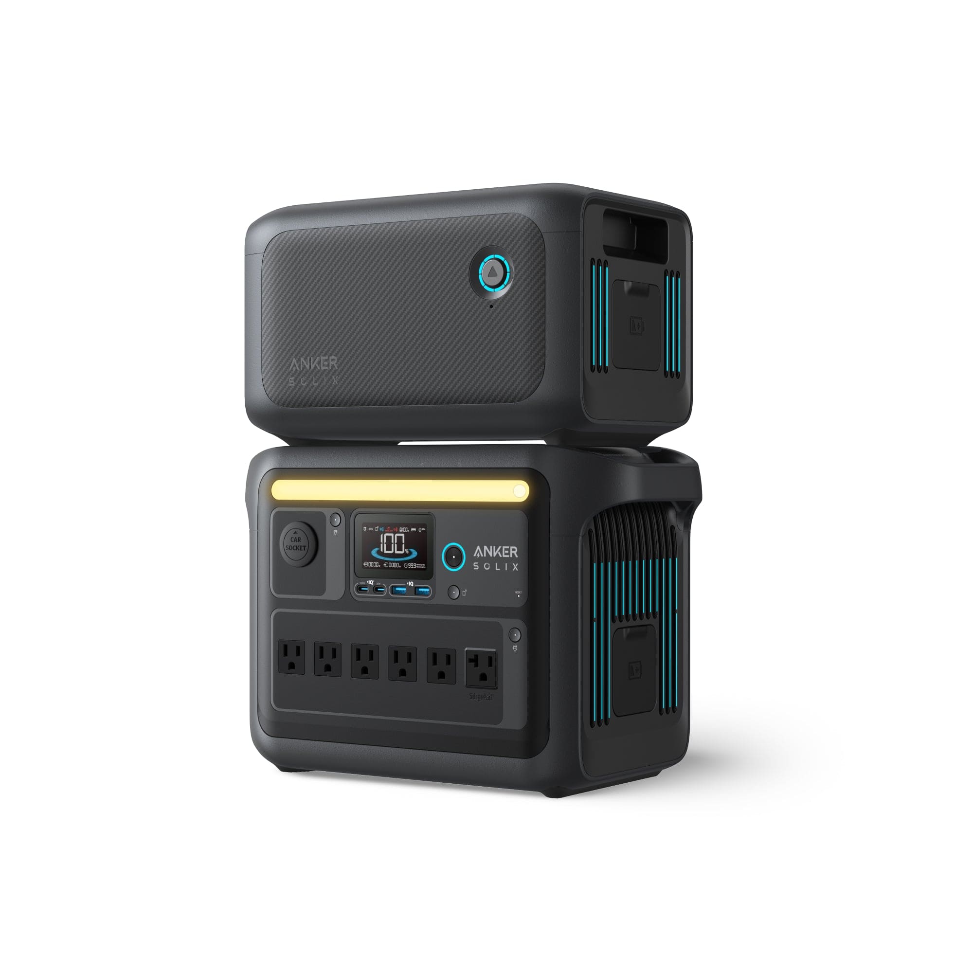 Anker SOLIX C1000X Portable Power Station + C1000X EB Expansion Battery, 2112Wh Capacity, 2400W Surge, 58-Min Recharge, Solar-Powered, 11 Output Ports
