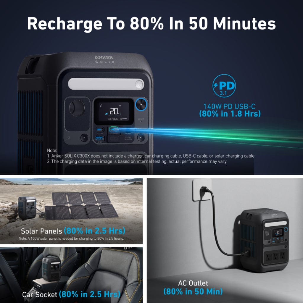 Anker SOLIX C300X Portable 300W Multi-Device Power Station with Strap (288Wh)