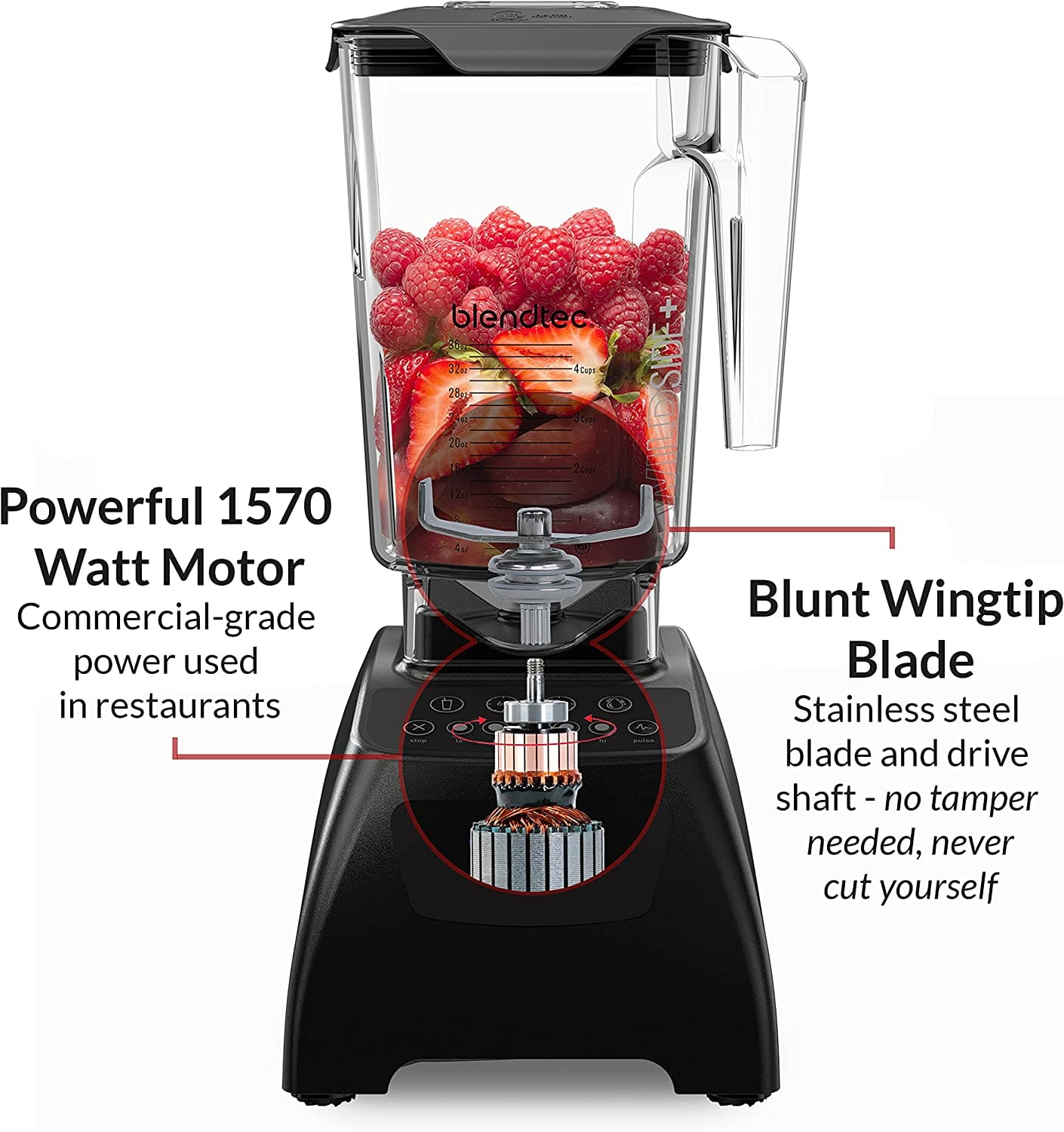 Blendtec Classic 575 Blender, WildSide+ Jar, 5 Speeds, Black