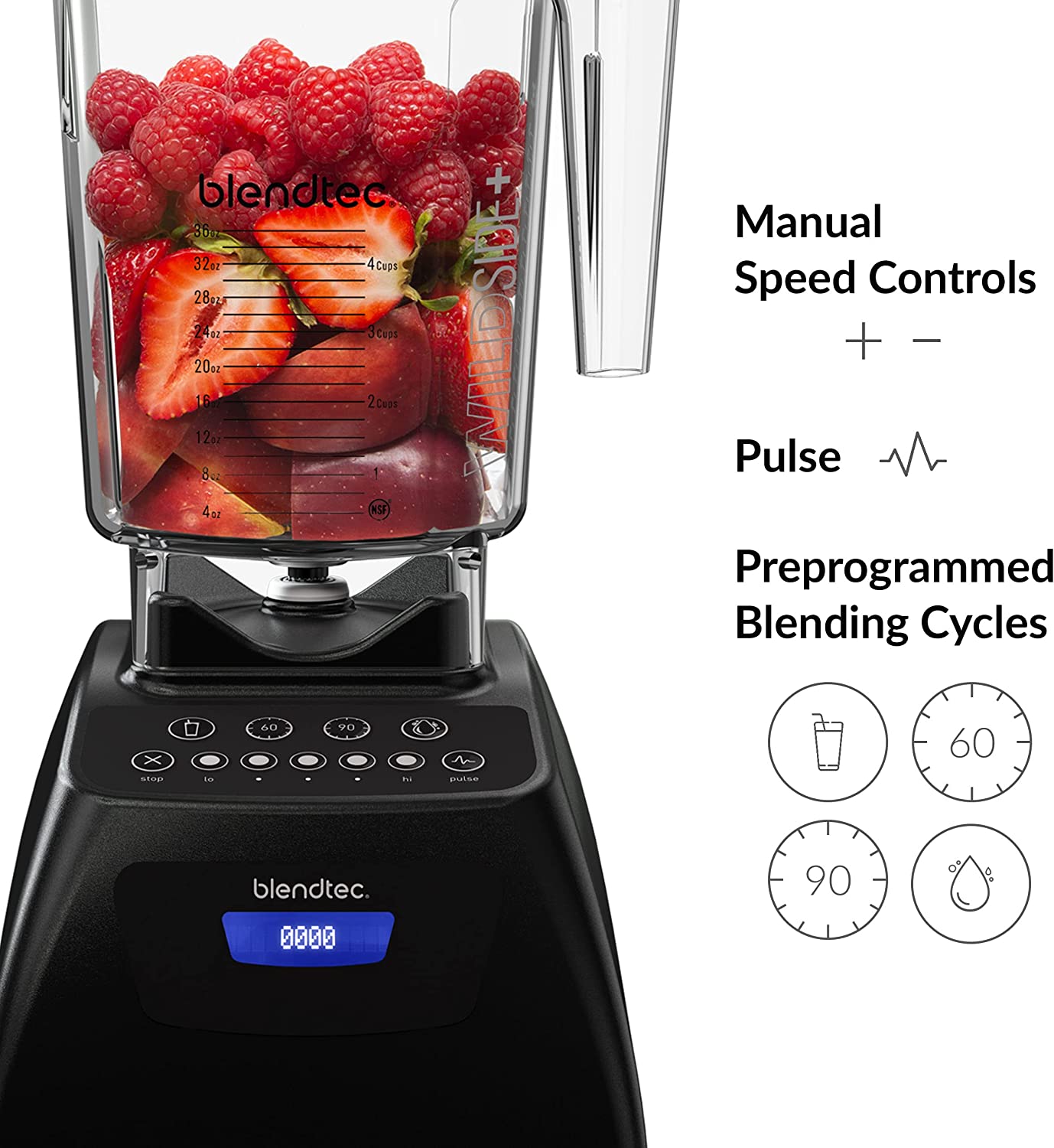 Blendtec Classic 575 Blender, WildSide+ Jar, 5 Speeds, Black