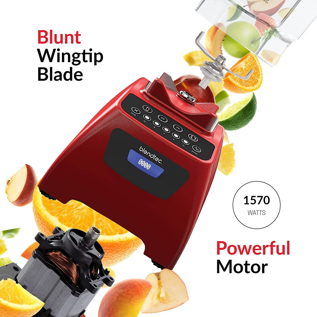 Blendtec Classic 575 Blender, WildSide+ Jar, 5 Speeds, Poppy Red