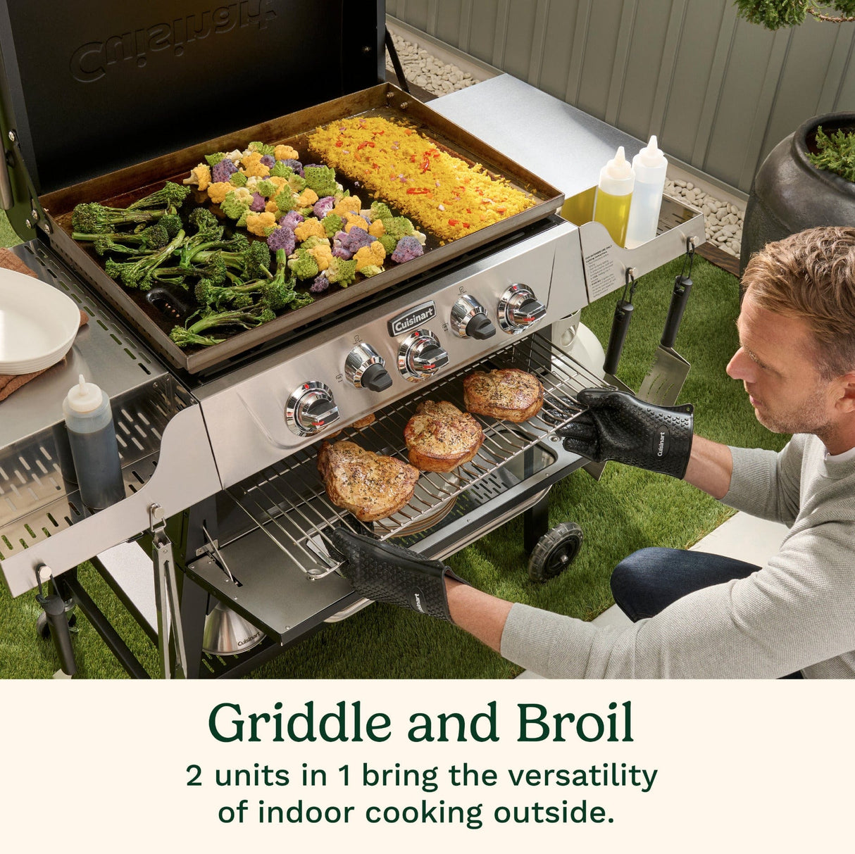 Cuisinart 28" Outdoor Gas Griddler, 2-in-1 Griddle & Broiler, Black Stainless