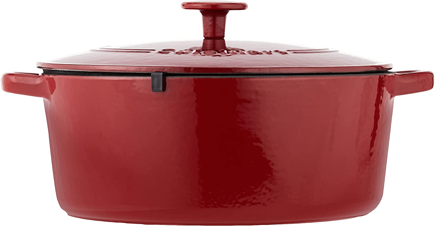 Cuisinart Chef's Classic Enameled Cast Iron 7-Quart Round Covered Casserole, Cardinal Red