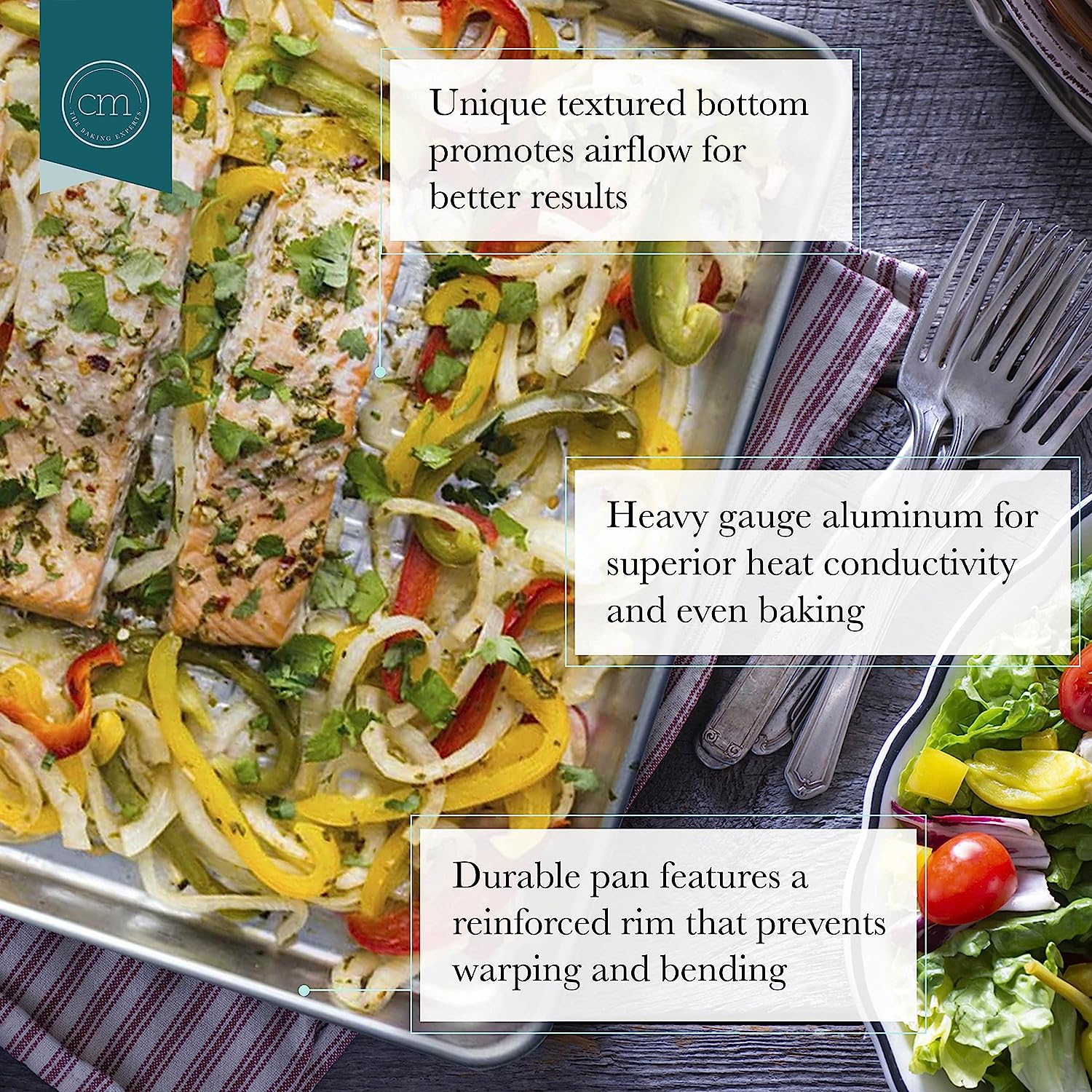 Chicago Metallic 13"x18" Uncoated Textured Aluminum Large Cookie/Baking Sheet, Silver