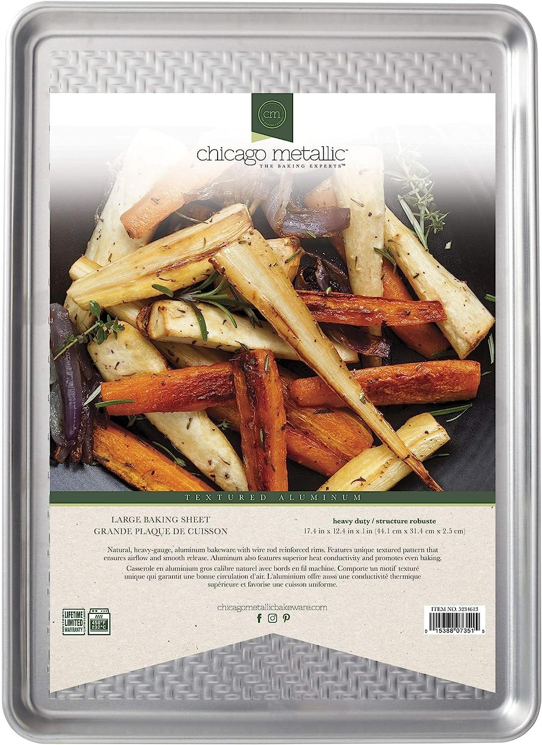 Chicago Metallic 13"x18" Uncoated Textured Aluminum Large Cookie/Baking Sheet, Silver