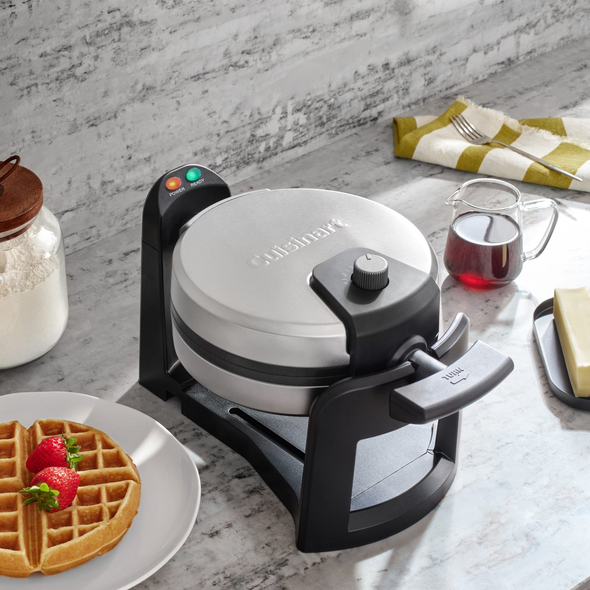 Cuisinart Round Flip Belgian Waffle Maker, Black