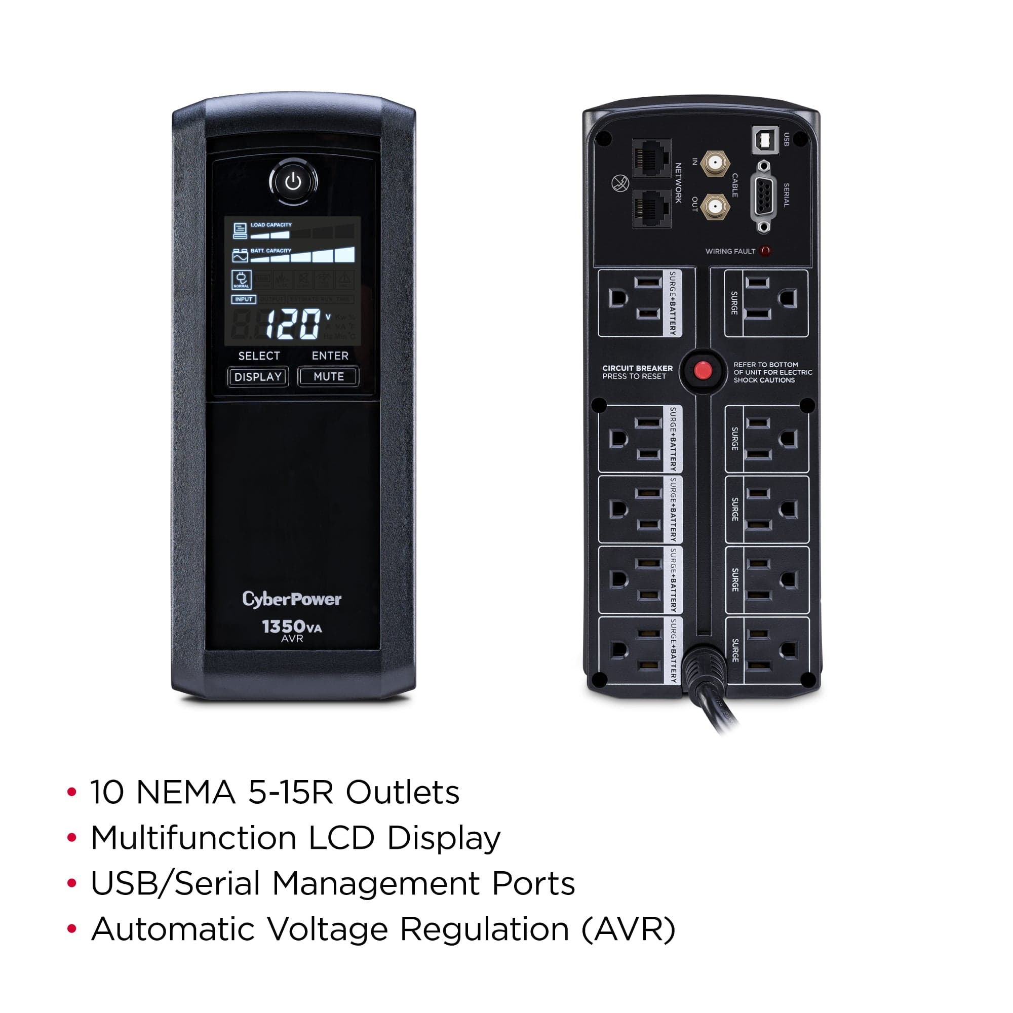 CyberPower CP1350AVRLCD Intelligent LCD UPS System - New Battery Certified Refurbished