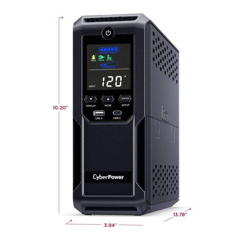 CyberPower Intelligent LCD UPS System, 1350 VA / 815 W, 12 Outlets, Black - Certified Refurbished