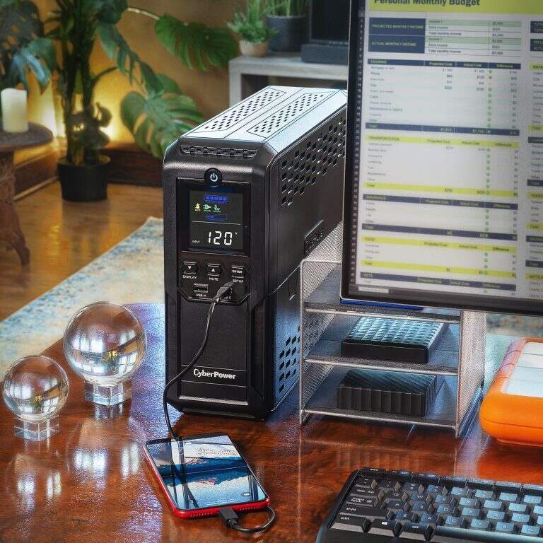 CyberPower Intelligent LCD UPS System, 1350 VA / 815 W, 12 Outlets, Black - Certified Refurbished