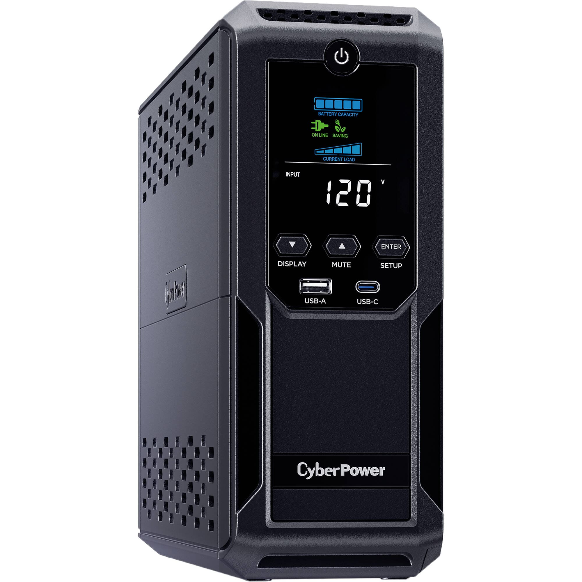 CyberPower CP1500AVRLCD3 Intelligent LCD Series 1500VA/900W, 12 Outlets, 2 USB Ports, AVR, Mini Tower UPS System, Black - Certified Refurbished