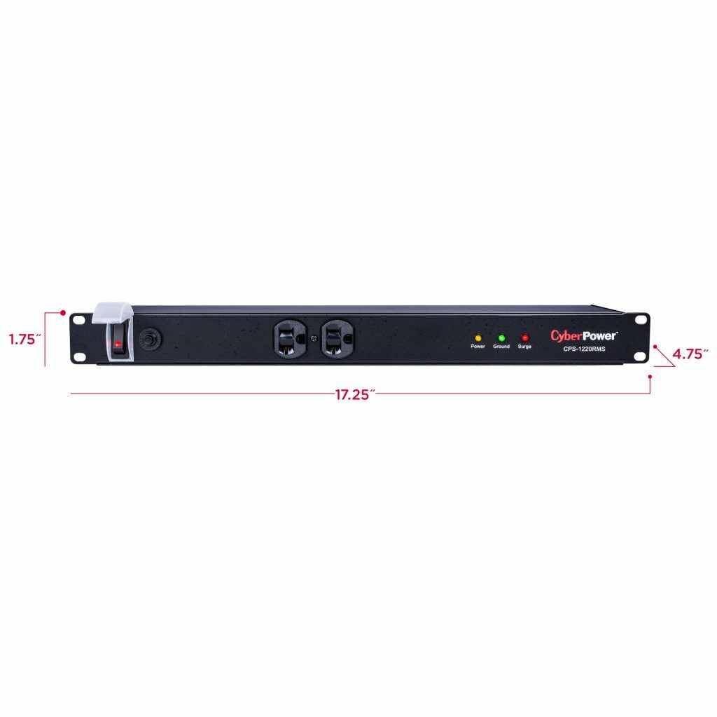 CyberPower Surge Protector, 120V/20A, 12 Outlets, 15 ft Power Cord, 1U Rackmount - Certified Refurbished
