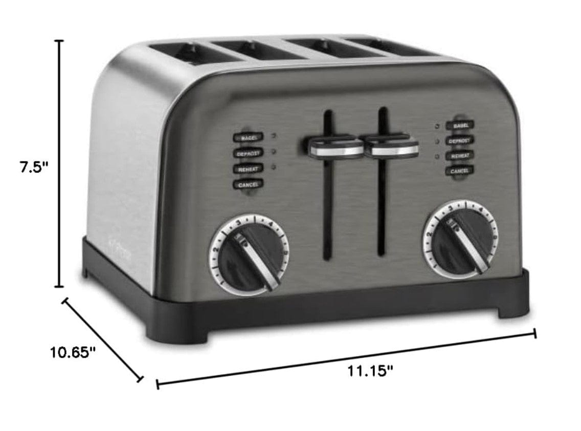 Cuisinart Classic 4-Slice Toaster, Black/Stainless Steel - Certified Refurbished