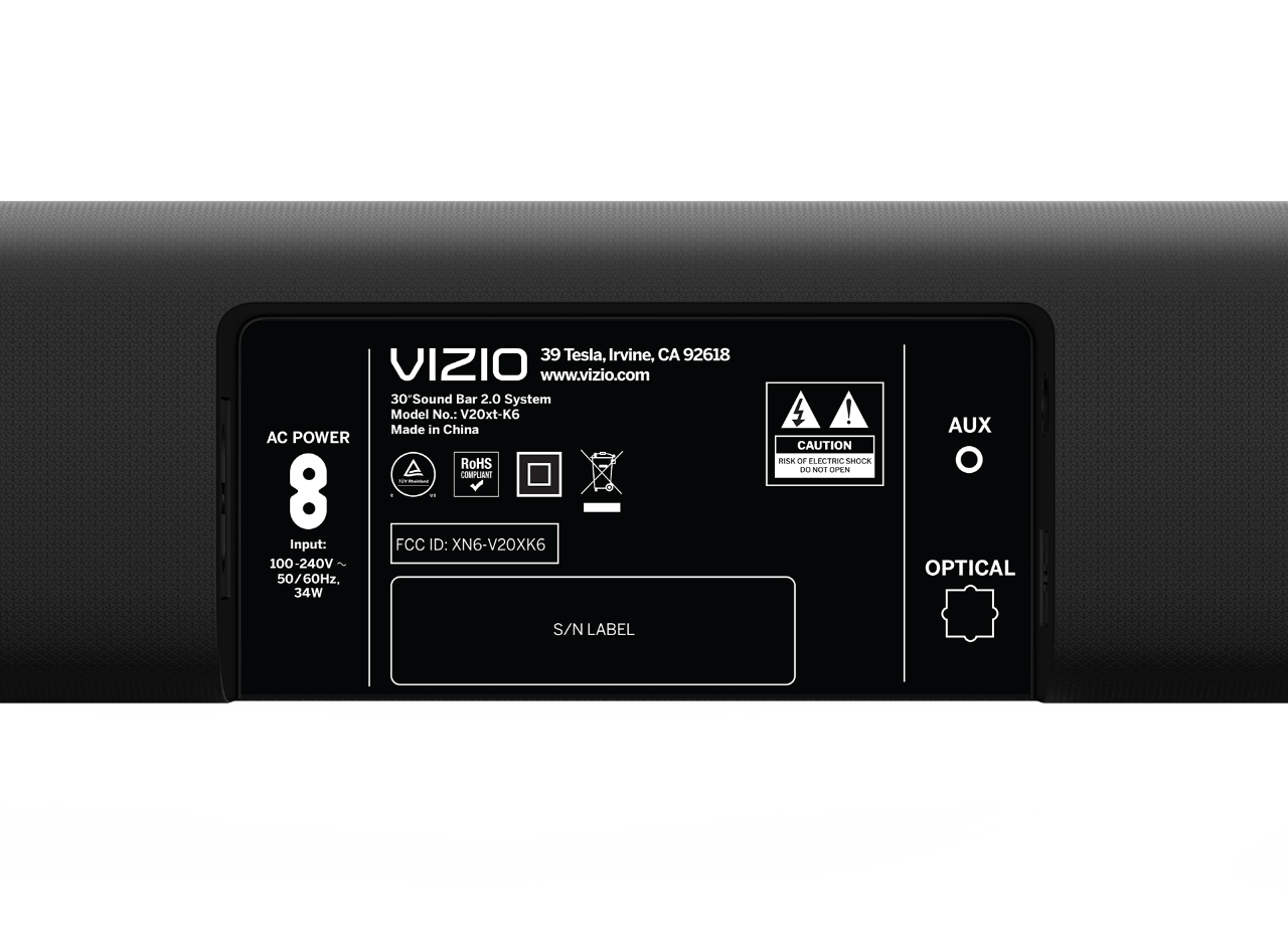 Vizio 30" V-Series 2.0 Sound Bar with DTS Virtual:X, Bluetooth, EQ Mode, Black