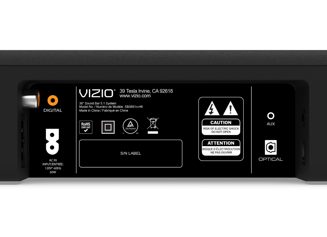 Vizio 36" 5.1 Sound Bar System with DTS Virtual:X, Bluetooth, Black