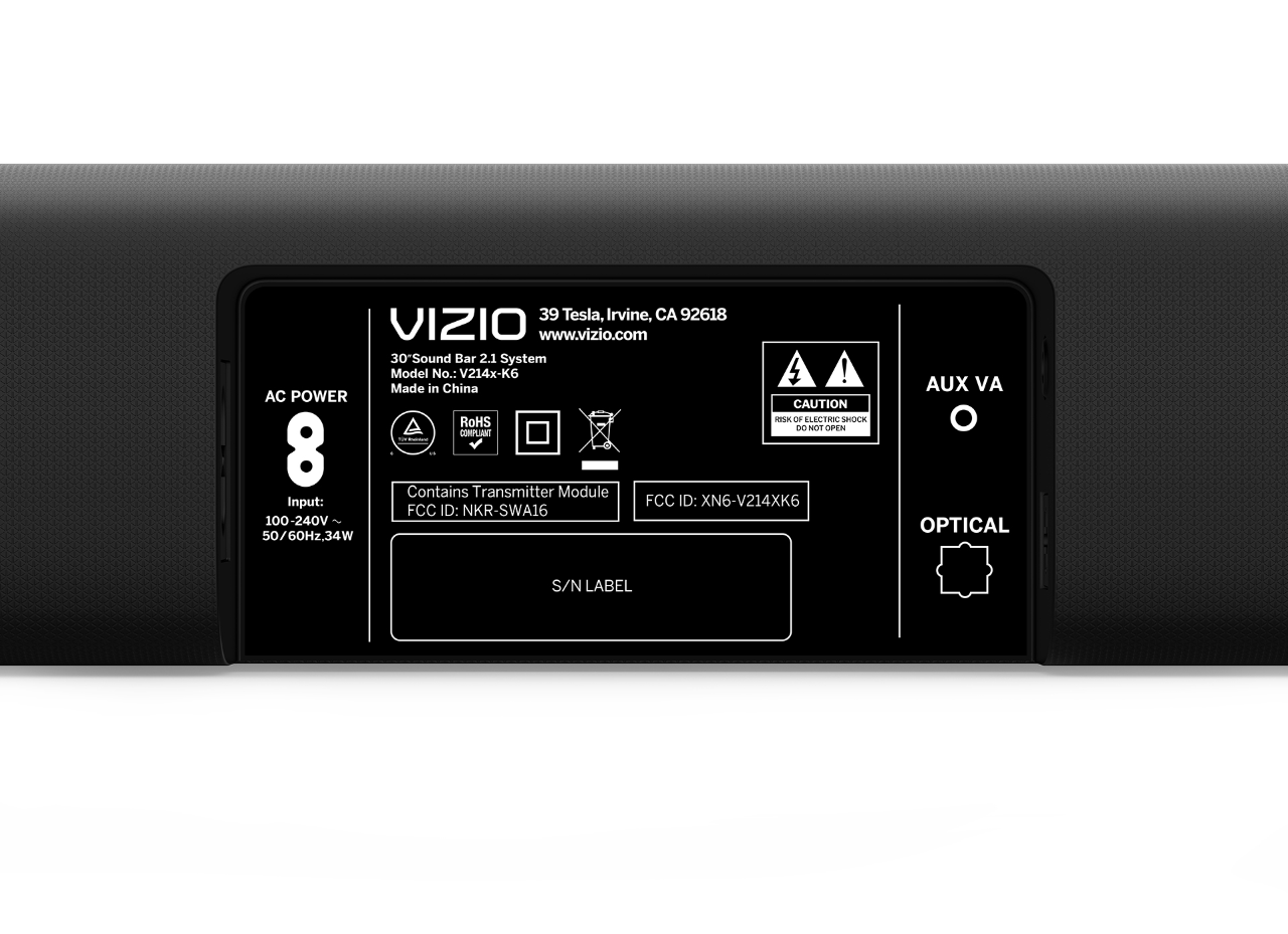 Vizio 30" V-Series 2.1 Home Theater Sound Bar with DTS Virtual:X, Wireless Subwoofer, Black