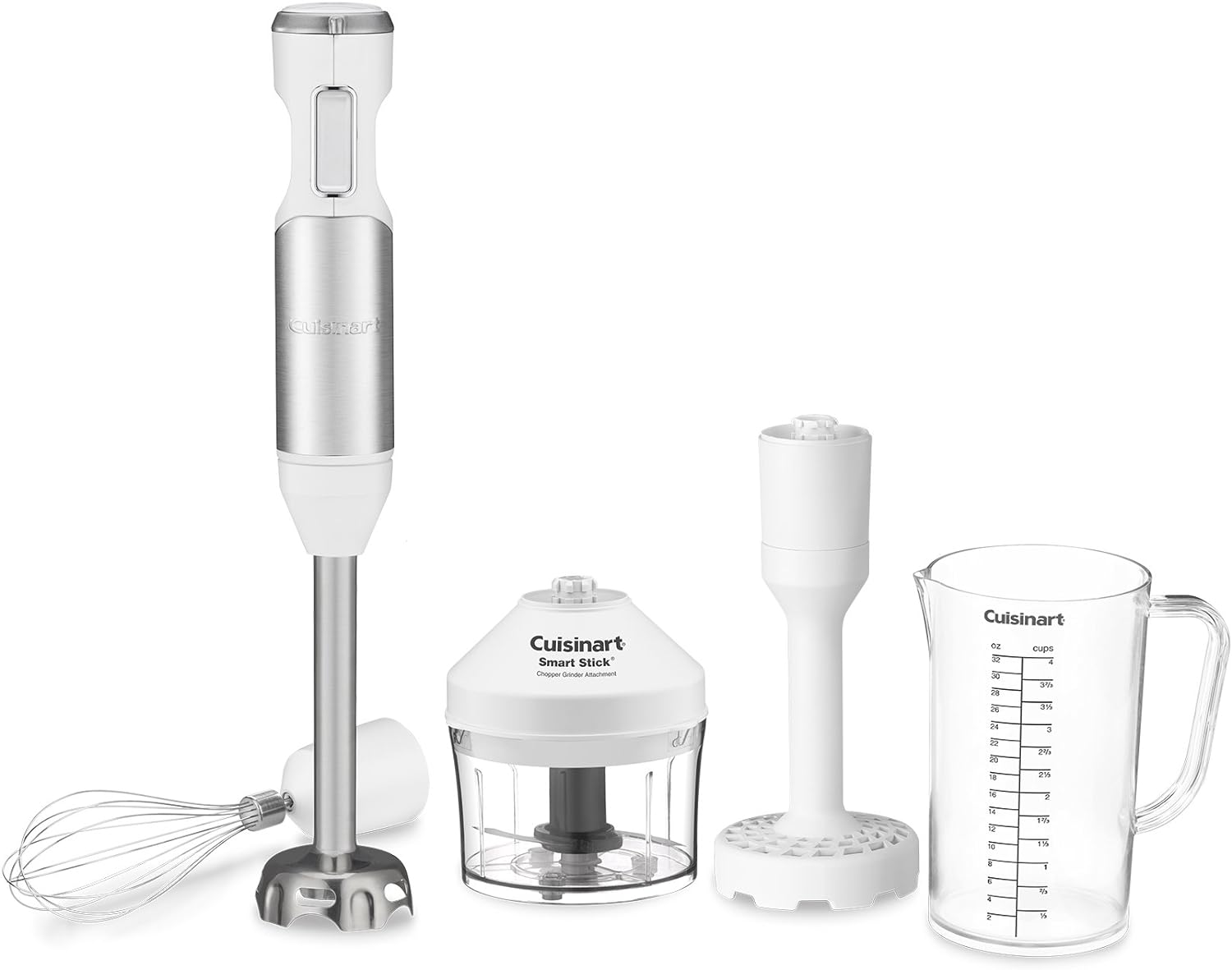 Cuisinart CSB-100WFR Smart Stick Variable Speed Hand Immersion Blender, Stainless Steel/White - Certified Refurbished